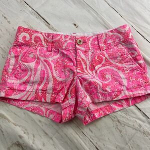 Lilly Pulitzer Pink White Paisley Walsh Chino Short summer, vacation womens 2